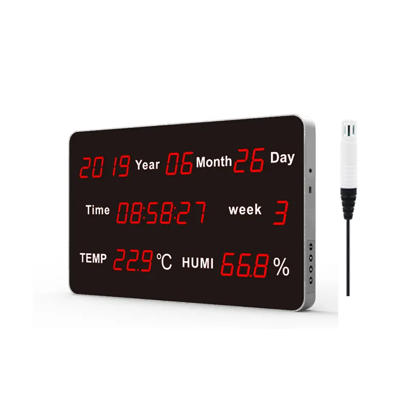 Display a led orologio da parete termometro igrometro con allarme sonoro e luminoso per magazzino