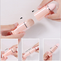 Nouvel ensemble de pinceaux de maquillage télescopiques portables écologiques carrés huit-en-un, crayon à sourcils, mini-pinceaux doux – Vente chaude