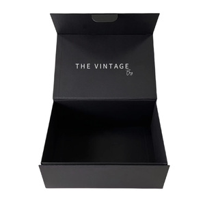 Hộp quà giấy gấp gọn màu đen, thân thiện với môi trường, có thể tái chế, tái sử dụng, thiết kế logo, đóng gói bằng bìa cứng, có khóa từ, tùy chỉnh - Product Image 4