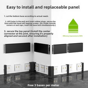 <span class=keywords><strong>Plinthe</strong></span> en alliage d'aluminium noir, profilé dissimulé, finition brillante, pour <span class=keywords><strong>joint</strong></span> mural-sol intérieur moderne - Product Image 4