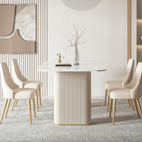 Ensemble de salle à manger moderne et luxueux pour la maison, table rectangulaire en marbre blanc avec chaises pour 4 à 6 personnes, idéal pour les restaurants