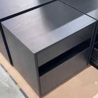 Table de chevet en MDF à grain de bois foncé, table de chevet à 2 tiroirs avec compartiment de rangement ouvert, armoire de rangement pour chambre à coucher