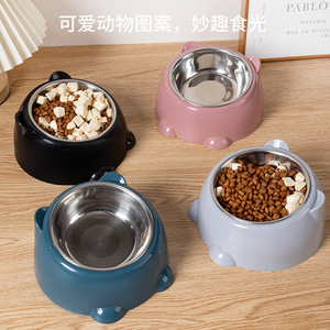 Cuenco para mascotas de acero inoxidable con orejas de oso, cuenco individual antideslizante para gatos y perros, utensilio de alimentación con forma redondeada - Product Image 4