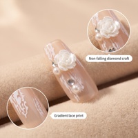 Lot de 12 faux ongles ABS de style français pour doigts, pré-dessinés, avec colle, pour mariages, demoiselles d'honneur et banquets, longueurs variées