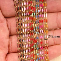 Rantai Bibir Multiwarna Stainless Steel 3x6MM Rantai Minyak Mengalir Rantai Buatan Tangan DIY Pembuatan Kalung Perhiasan Grosir