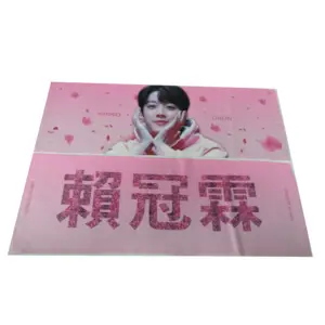 Doble cara de impresión personalizado mágico Kpop lema toalla reflectante Baner concierto lema Kpop