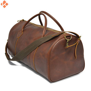 Sac polochon de voyage de luxe de couleur marron foncé Sac polochon de grande capacité en cuir de vachette véritable pour hommes et femmes - Product Image 4