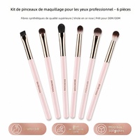 Kit de pinceaux cosmétiques professionnels JLY Luxury 6 pièces, manche brillant, poils synthétiques ultra-doux, étiquette privée, logo personnalisé