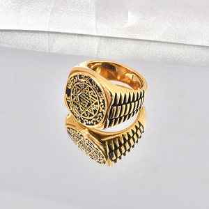Fabrication de bijoux, or coréen italien, bijoux de mode personnalisés, bague signet en acier inoxydable pour homme, étoile à six branches - Product Image 2