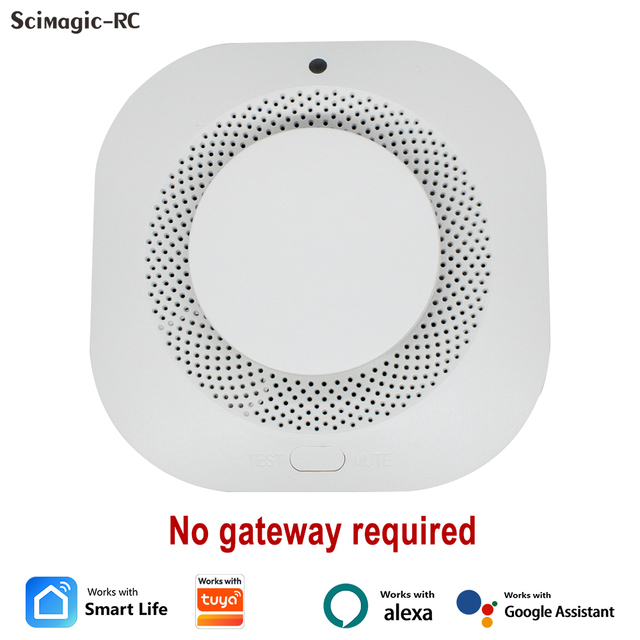 WiFi Smart Detector Smart Life App Compatible with Google Assistant Alexa Fire Security System Smoke Sensor Works with Tuya