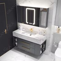 Nouveau style 40 pouces mur flottant 1 évier suspendu 2 tiroirs meubles de bain armoire de vanité de salle de bain