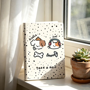 Cute Koala Cat Printed <b>Notepad</b> With Dots Pattern Take A Rest Design PP Cover Sewing Binding <b>A5</b> Size - Product Image 2