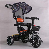 Pédales d'assistance pour tricycles enfants 3-6 ans avec pare-soleil et poignée de poussée 3-en-1