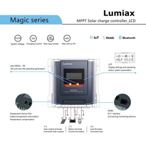 Lumiax 20A Bluetooth MPPT năng lượng mặt trời charge <span class=keywords><strong>controller</strong></span> với LCD hiển thị 12V 24V 260W <span class=keywords><strong>520W</strong></span> Pin Lithium cho năng lượng mặt trời hệ thống bảng điều khiển - Product Image 4