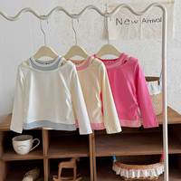 Hauts à manches longues superposés pour filles, style colorblock, printemps-automne, mignons, basiques, pour enfants, style coréen