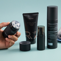 Ensemble d'emballages cosmétiques noir mat de luxe 100ml 250ml flacon pulvérisateur en mousse plastique tube souple pour hommes soins de la peau produits de toilettage