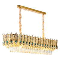 Luminaire suspendu de restaurant en cristal à hauteur réglable, design de luxe haut de gamme pour table à manger avec bande longue