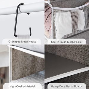 Organiseur de placard suspendu à 5 étagères avec poches latérales pour vêtements et accessoires - Product Image 4