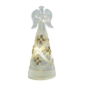 Transparant Glass Angel Beeldjes met LED Light Home Decor Glas Ornament