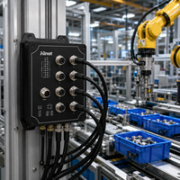 EN50155/EN45545 8x100M M12 Industrial Ethernet Switch IP67 -40~75C Terpasang di Dinding untuk Kamera Onboard Kereta Api/Tambang