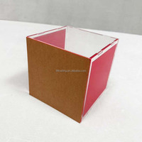Boîte de rangement pliable en plastique à prix compétitif, transparente rose, 6 côtés, conteneur personnalisé, assemblage artisanal, boîtes en plastique acrylique résistant