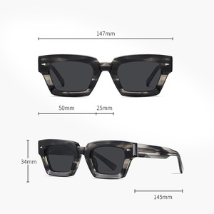 แว่นกันแดดทรงเหลี่ยมสไตล์เรโทรวินเทจ ปี <span class=keywords><strong>2026</strong></span> จากไท่โจว สำหรับผู้ชายและผู้หญิง รับผลิตแบบ OEM พร้อมโลโก้ กรอบอะซิเตท โพลาไรซ์ - Product Image 5