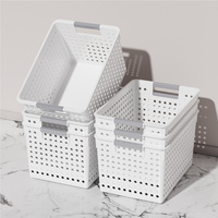 Paniers de rangement modernes en plastique durable et écologique pour garde-manger domestique, avec poignée, pour le rangement quotidien sur le bureau, paniers de cuisine, direct usine