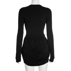Articoli Popolari Ora 2026 Abito Mini Elegante da Donna con Maniche Lunghe Traforate, Tinta Unita, Casual e Plissettato - Product Image 6