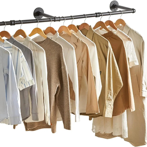 70 Inch Industrial Pipe <strong>Clothes</strong> Bar Rack <strong>Wall</strong> Mounted Garment Hanging Storage <strong>Rail</strong> for Bedroom Living Room Laundry Room - Product Image 1