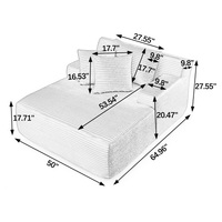 Sofá individual de chaise longue de pana sin estructura, asiento profundo, 180*90*80cm, sillón extragrande y cómodo tipo nube para sala de estar, en stock en EE. UU.
