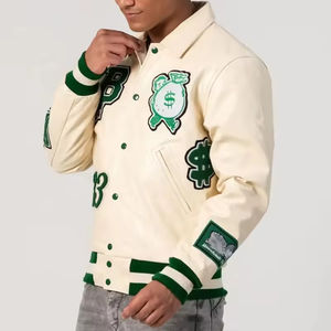 Fabricante OEM de alta calidad de la Universidad de béisbol Bomber Letterman chaqueta Chenille parches bordados de cuero Varsity chaqueta de los hombres - Product Image 2