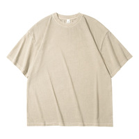 T-shirt unisexe 260g 100% Coton, coupe oversize, délavé, col décontracté, style batik, respirant, antibactérien, couleur unie, style urbain