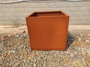 Jardinière carrée moderne en acier Corten personnalisable en usine pour extérieur, personnalisation professionnelle, pots de fleurs pour jardin - Product Image 5