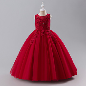 Superbes petites/grandes filles dentelle fleur fille mariage demoiselle d'honneur fête d'anniversaire vacances Pageant bal déguisement vêtements pour enfants - Product Image 4