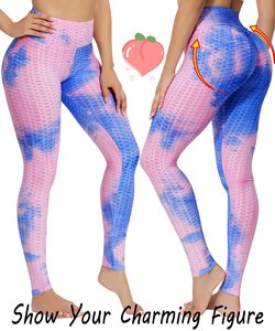 Ladies Colorful Fitness Tight Jacquard <strong>Bubble</strong> Pants High Waist <strong>Booty</strong> Scrunch Yoga Pants Push up Workout Gym <strong>Leggings</strong> - Product Image 3