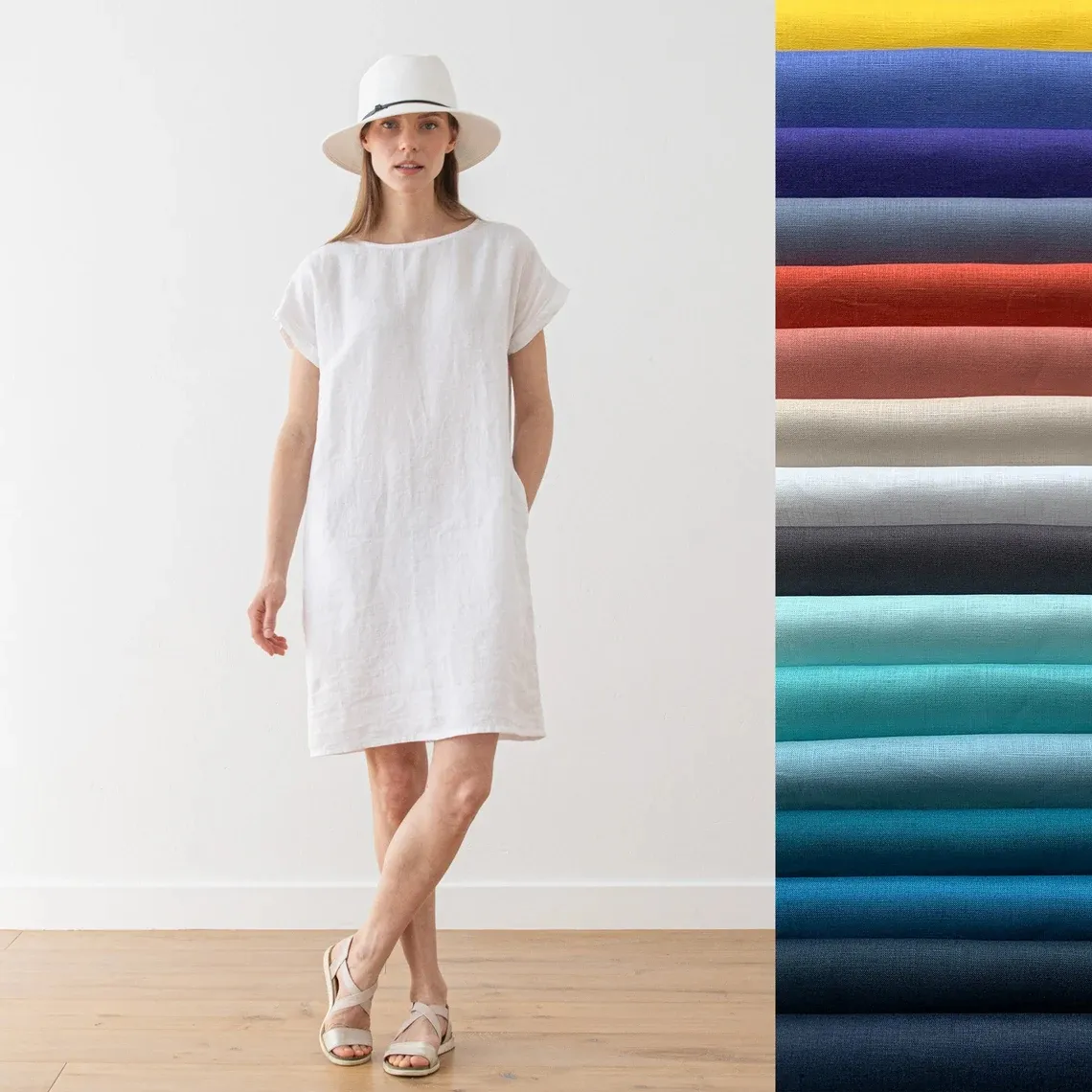 White Linen Dress Washed and soft linen dress Summer Linen Dress Manufacturer in China