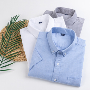 Ingrosso 100% primaverile in cotone Oxford a maniche corte camicie eleganti da uomo con colletto monopetto - Product Image 2