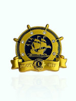 Badge commémoratif personnalisé en alliage de zinc et cuivre pur plaqué or, gravé et imprimé en couleur, pour événements d'apprentissage d'entreprise du Lions Club