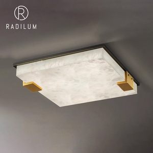 Alabaster Ceiling Lamp Natural Brass Modern Luxury Square Flush Mount Bedroom Entryway Hotel Villa Factory Custom - Product Image 1