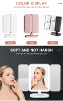 Miroir de maquillage de beauté à angle ultra-large à 270 degrés pliable en trois parties avec éclairage LED intelligent pour le bureau Cadeau de déesse