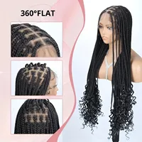 Perruque de cheveux au crochet transfrontalier tresse à trois brins queue de fleur tresse tressée extensions de cheveux bouclés dreadlock casquette moyenne pleine dentelle