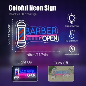 ร้านตัดผมเปิดร้านจำหน่ายอุปกรณ์ไฟนีออนสำหรับตกแต่งผนัง, ไฟ LED โลโก้สำหรับตกแต่งงานศิลปะขนาดเล็ก ร้านทำผม ร้านเสริมสวย - Product Image 3
