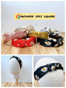 En gros Bandeau en tissu satiné imprimé pour femmes et filles, simple, à bord large, accessoire pour cheveux - Product Image 2