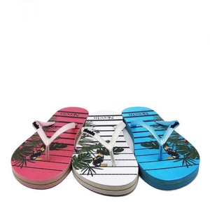 Custom Full Color Printed Flip Flops Tropical Palm Tree Pattern Beach Sandals Men <b>Summer</b> PE Rubber <b>Slipper</b> Wholesale OEM Factory - Product Image 2