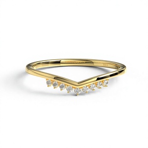 Luxury 18K Gold Plated Lightweight Curved Brilliant Cut Diamond <b>Stacking</b> Promise <b>Ring</b> Band for Women-Trendy Anniversary Jewelry - Product Image 1