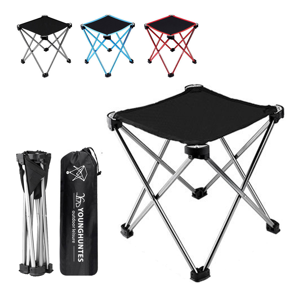 Складной стул для пикника, большой квадратный складной стул из алюминиевого сплава, двухслойный, утолщенный, Оксфорд, 4 ножки, 1680d