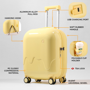 <span class=keywords><strong>Valise</strong></span> PC 2026 mignonne, rigide, avec serrure à combinaison, 20 pouces, étanche, respirante, ultra-légère, personnalisable avec logo - Product Image 4