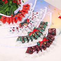 Zoyi Pet Nœud Papillon de Noël Populaire pour Animaux de Compagnie, Bavoir Anti-Bave en Polyester et Dentelle, Accessoire de Costume de Noël pour Chat, Petit Chien, Chiot, Chaton