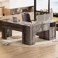 Bureau en L avec prises de courant Bureau d'ordinateur d'angle supérieur relevable avec tiroir Grand bureau avec étagères de rangement Bureau à domicile