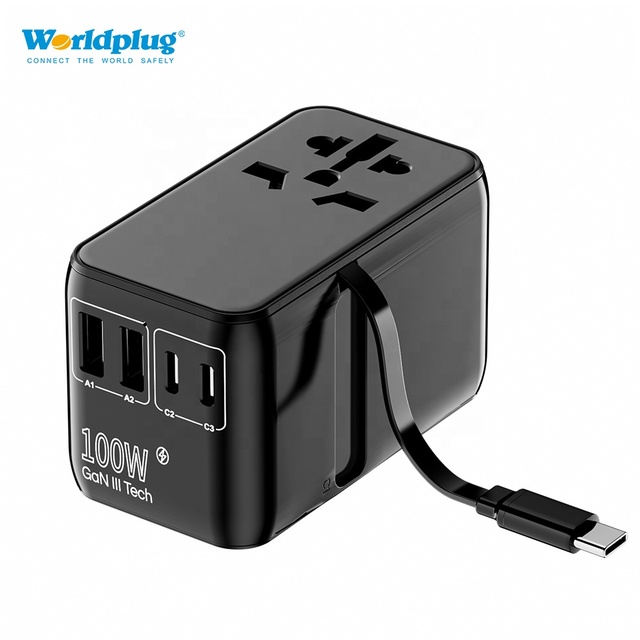 Worldplug 20W to 100W Retractable Cable 2500W Travel Adaptor Universal World Travel Adapter Fast Charger